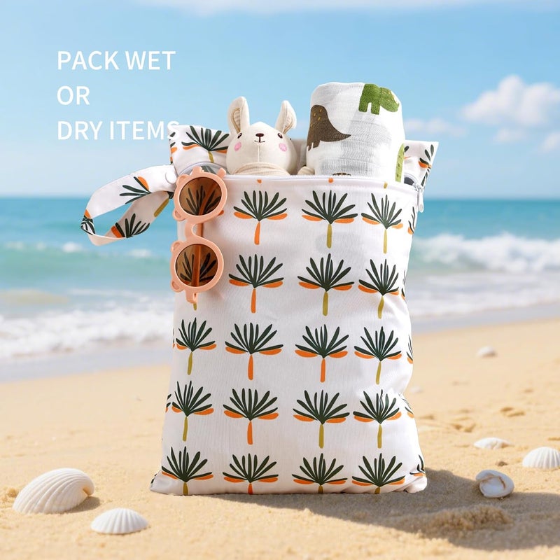 CoolaPeach 2Pcs Baby Wet Dry Bags for Cloth Diaper,Waterproof Reusable Travel Bags, Beach, Pool, Gym Bag for Swimsuits, Beach Vacation Essentials (Coconut Tree) - Image 4
